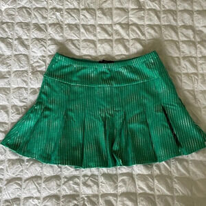 Revolve h:ours green metallic micro mini pleated skirt